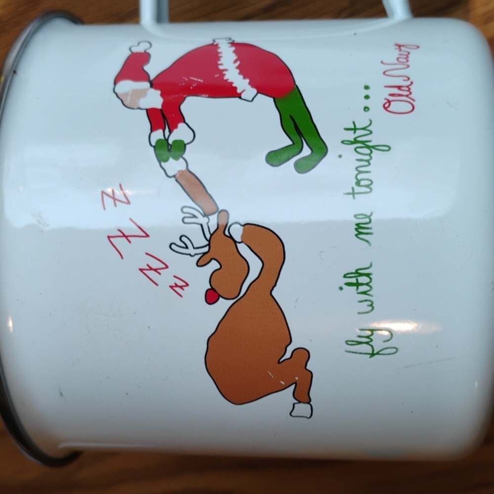 🎅🏻 Old Navy Fly With Me Tonight 🦌 Enamel Cup Christmas Reindeer